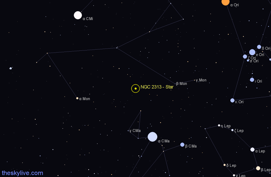 Finder chart NGC 2313 - Star in Monoceros star