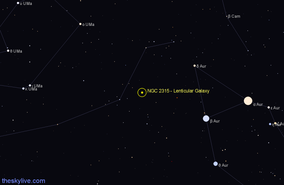 Finder chart NGC 2315 - Lenticular Galaxy in Lynx star