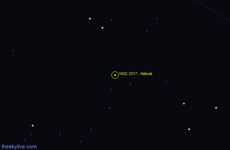 Finder chart NGC 2317 - Nebula in Monoceros star