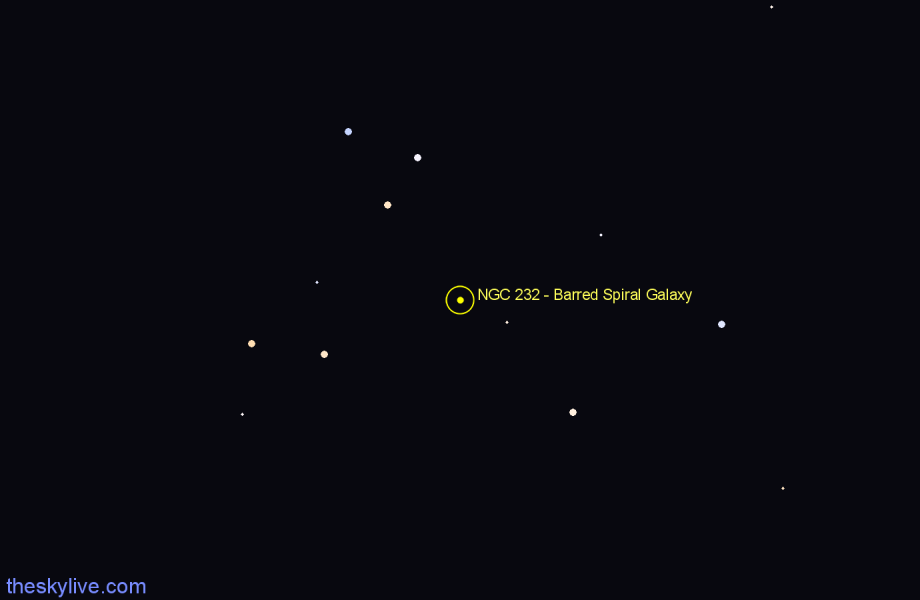Finder chart NGC 232 - Barred Spiral Galaxy in Cetus star
