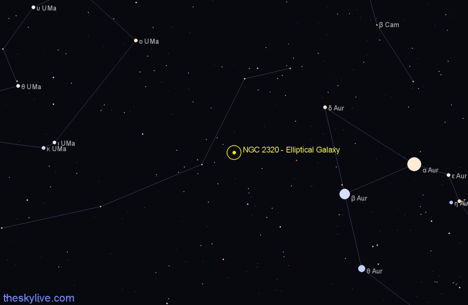 Finder chart NGC 2320 - Elliptical Galaxy in Lynx star