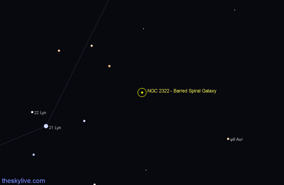 Finder chart NGC 2322 - Barred Spiral Galaxy in Lynx star