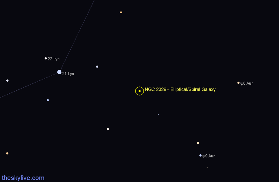 Finder chart NGC 2329 - Elliptical/Spiral Galaxy in Lynx star