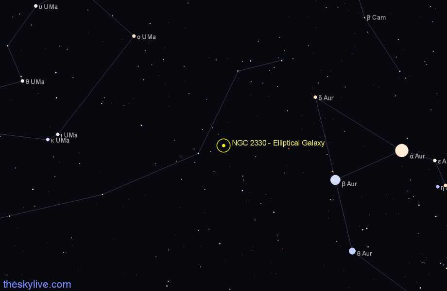 Finder chart NGC 2330 - Elliptical Galaxy in Lynx star