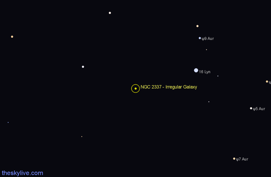 Finder chart NGC 2337 - Irregular Galaxy in Lynx star