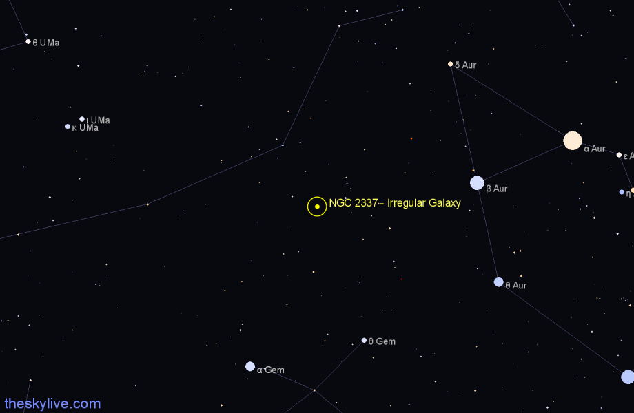 Finder chart NGC 2337 - Irregular Galaxy in Lynx star