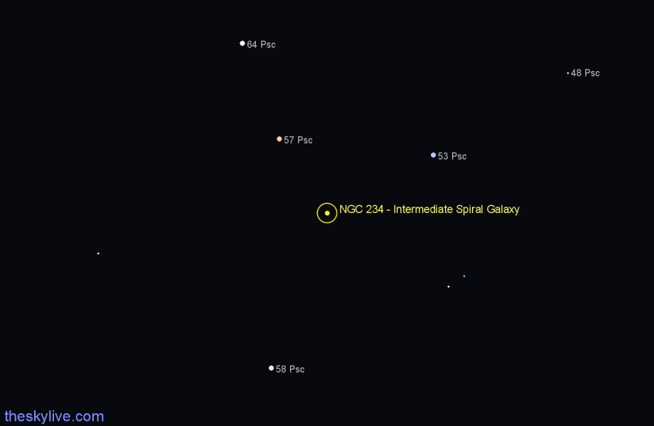 Finder chart NGC 234 - Intermediate Spiral Galaxy in Pisces star