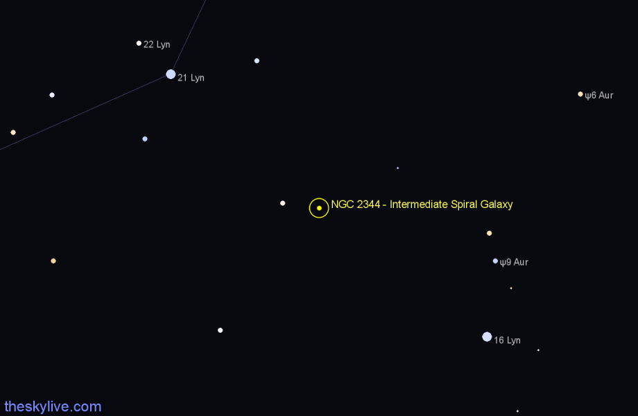 Finder chart NGC 2344 - Intermediate Spiral Galaxy in Lynx star