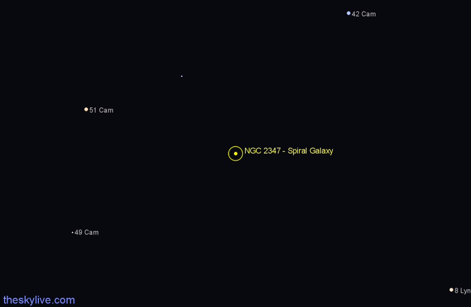 Finder chart NGC 2347 - Spiral Galaxy in Camelopardalis star