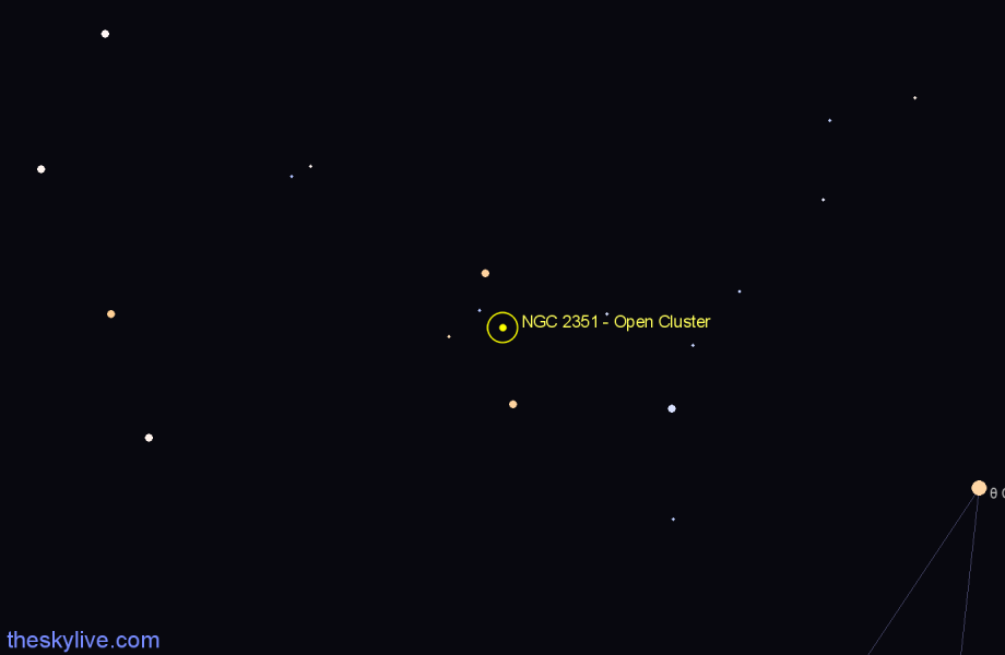 Finder chart NGC 2351 - Open Cluster in Monoceros star