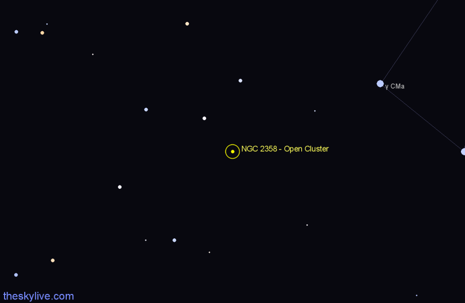 Finder chart NGC 2358 - Open Cluster in Canis Major star