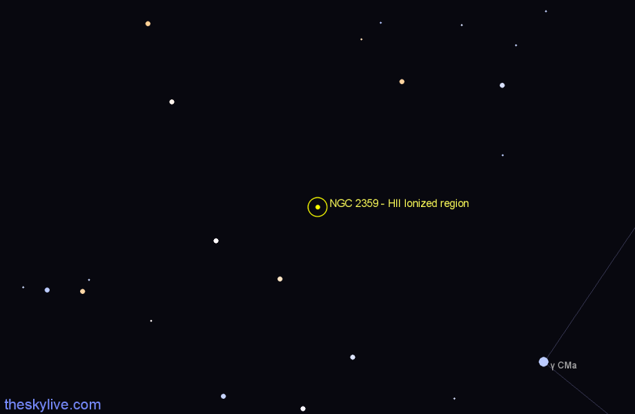 Finder chart NGC 2359 - HII Ionized region in Canis Major star