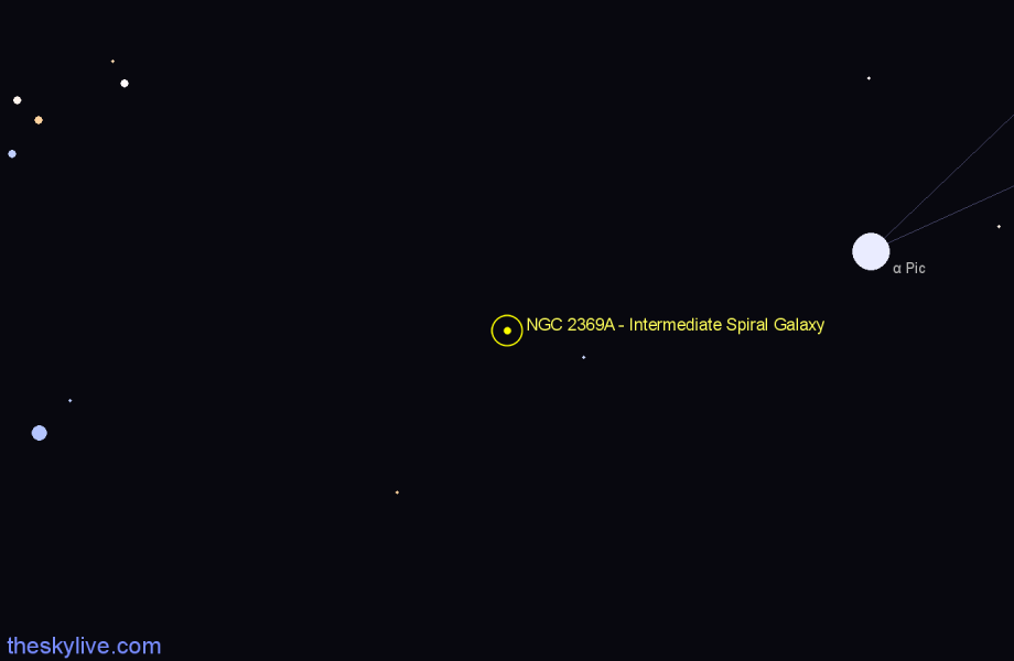 Finder chart NGC 2369A - Intermediate Spiral Galaxy in Carina star