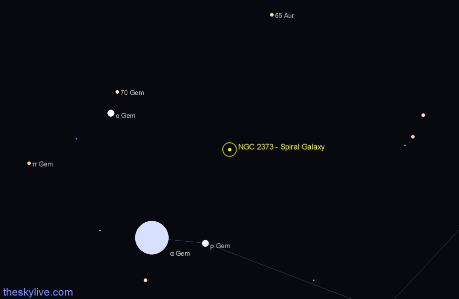 Finder chart NGC 2373 - Spiral Galaxy in Gemini star