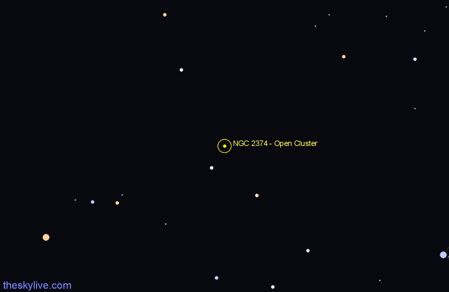 Finder chart NGC 2374 - Open Cluster in Canis Major star