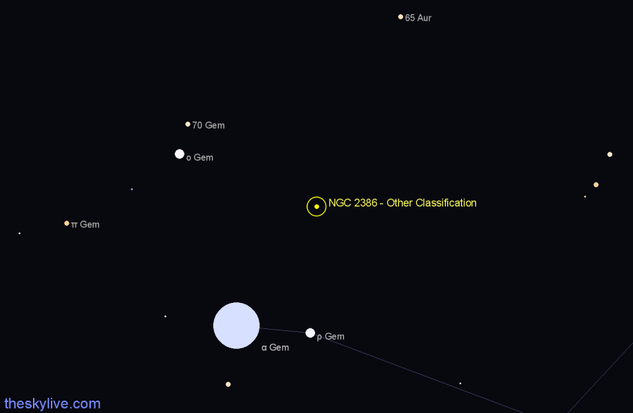 Finder chart NGC 2386 - Other Classification in Gemini star