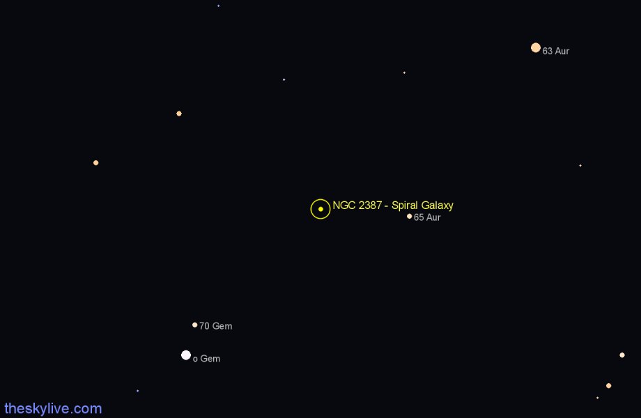 Finder chart NGC 2387 - Spiral Galaxy in Auriga star