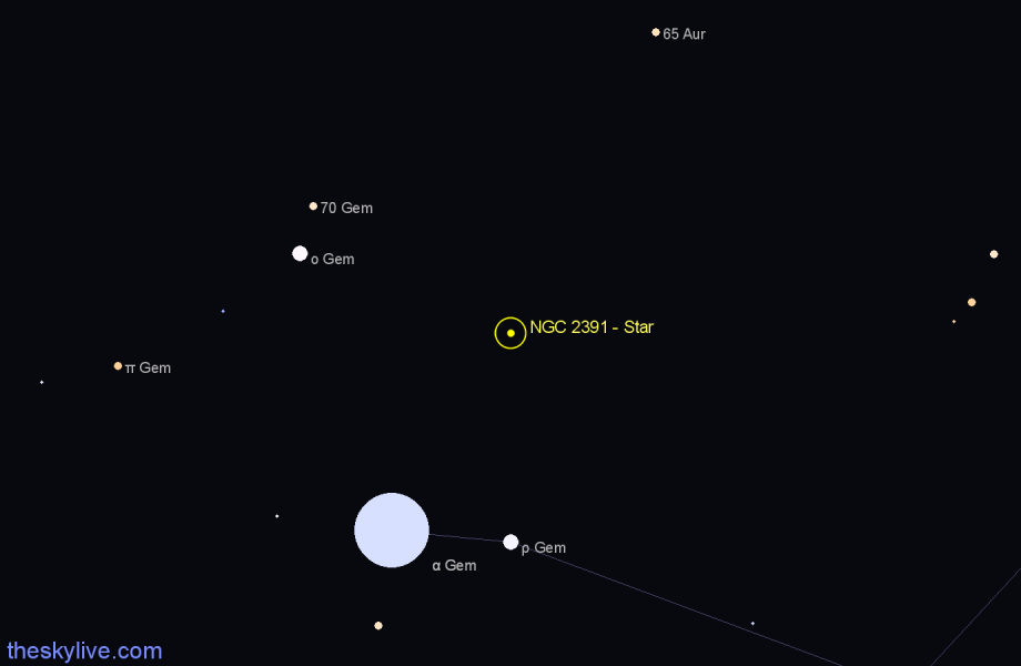 Finder chart NGC 2391 - Star in Gemini star