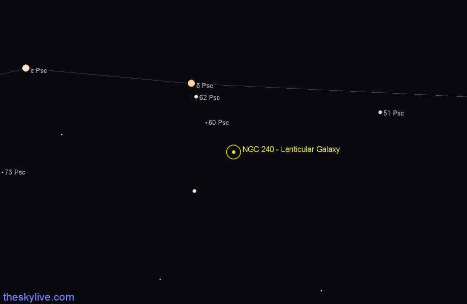 Finder chart NGC 240 - Lenticular Galaxy in Pisces star