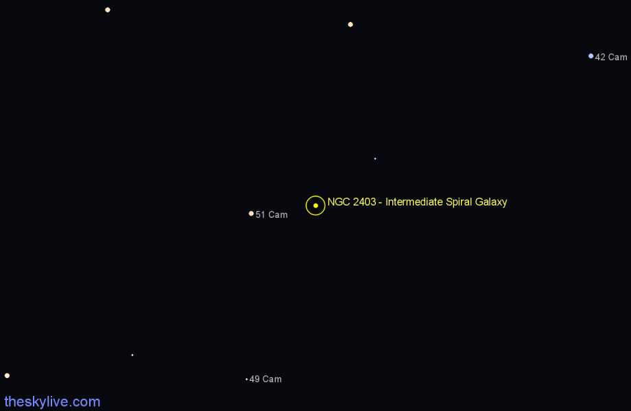 Finder chart NGC 2403 - Intermediate Spiral Galaxy in Camelopardalis star