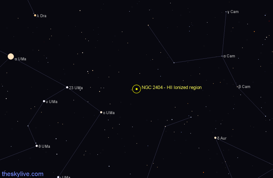 Finder chart NGC 2404 - HII Ionized region in Camelopardalis star