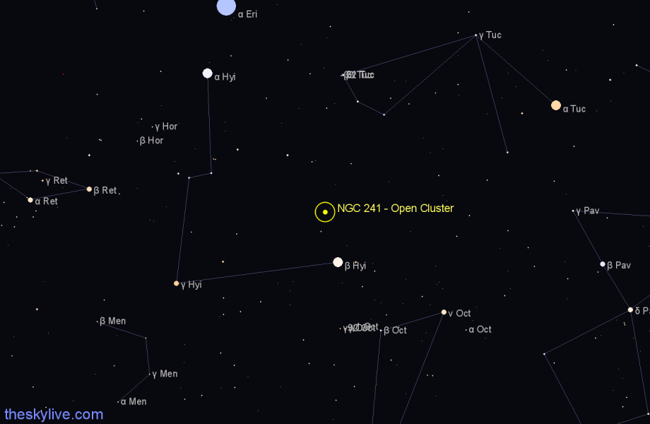 Finder chart NGC 241 - Open Cluster in Tucana star