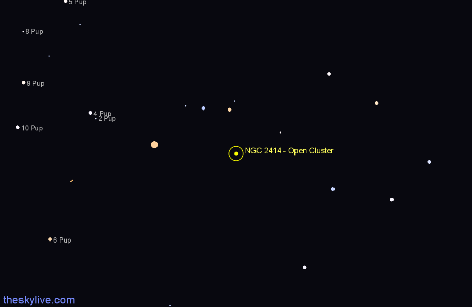 Finder chart NGC 2414 - Open Cluster in Puppis star