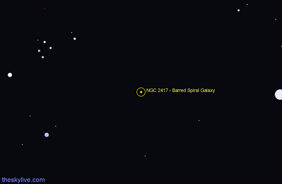 Finder chart NGC 2417 - Barred Spiral Galaxy in Carina star