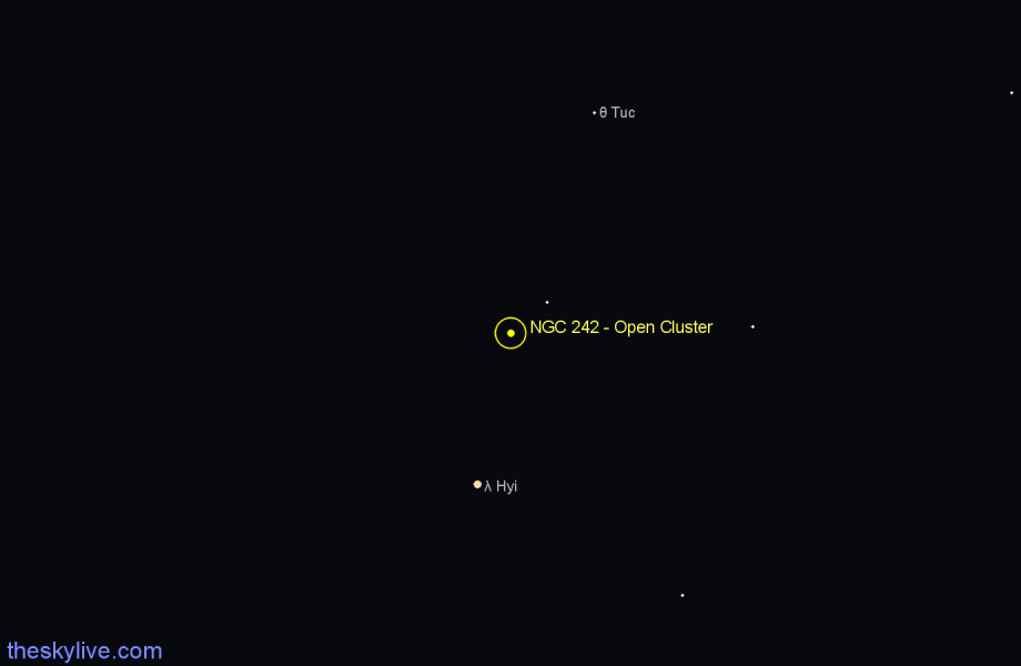 Finder chart NGC 242 - Open Cluster in Tucana star