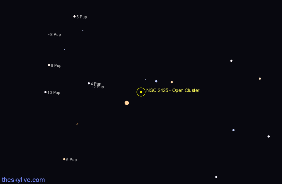 Finder chart NGC 2425 - Open Cluster in Puppis star