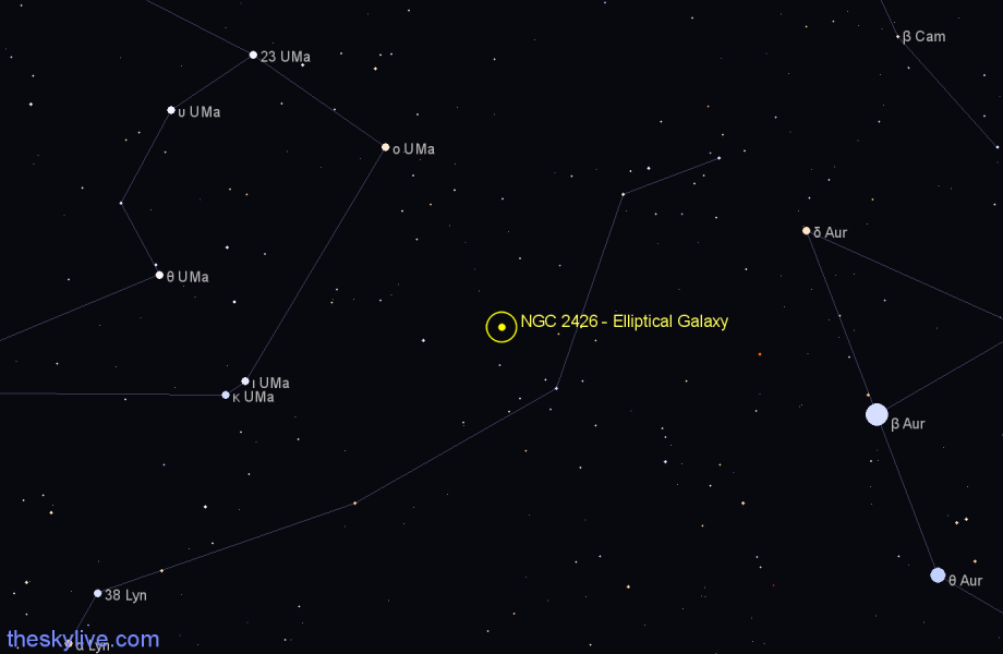 Finder chart NGC 2426 - Elliptical Galaxy in Lynx star
