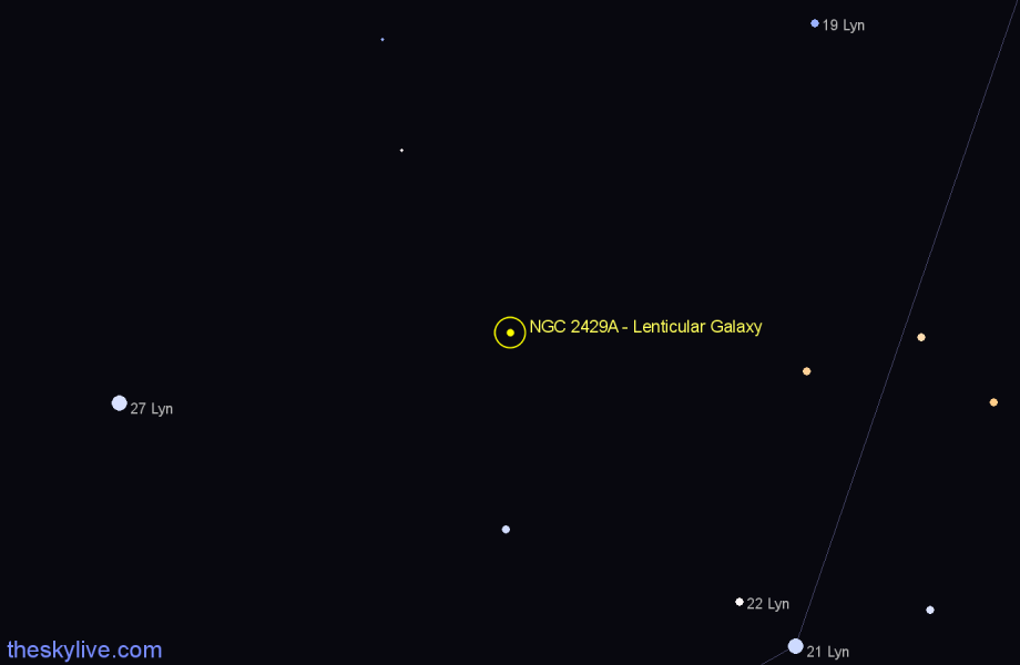 Finder chart NGC 2429A - Lenticular Galaxy in Lynx star