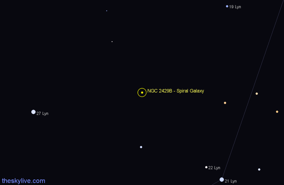 Finder chart NGC 2429B - Spiral Galaxy in Lynx star