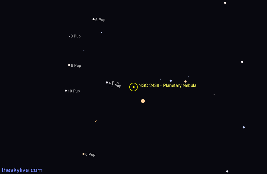 Finder chart NGC 2438 - Planetary Nebula in Puppis star