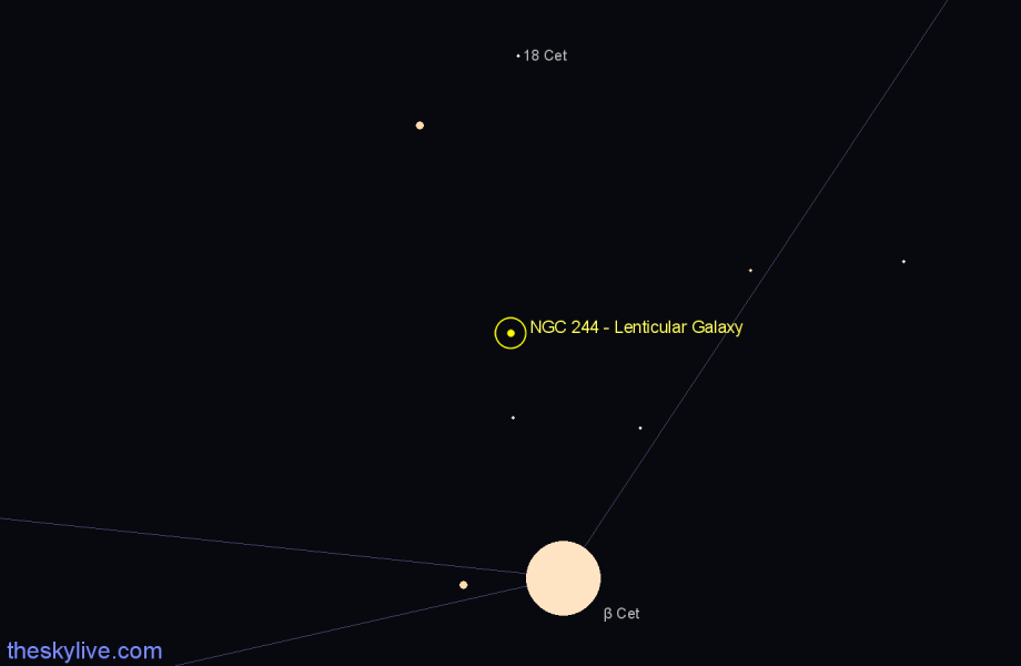 Finder chart NGC 244 - Lenticular Galaxy in Cetus star