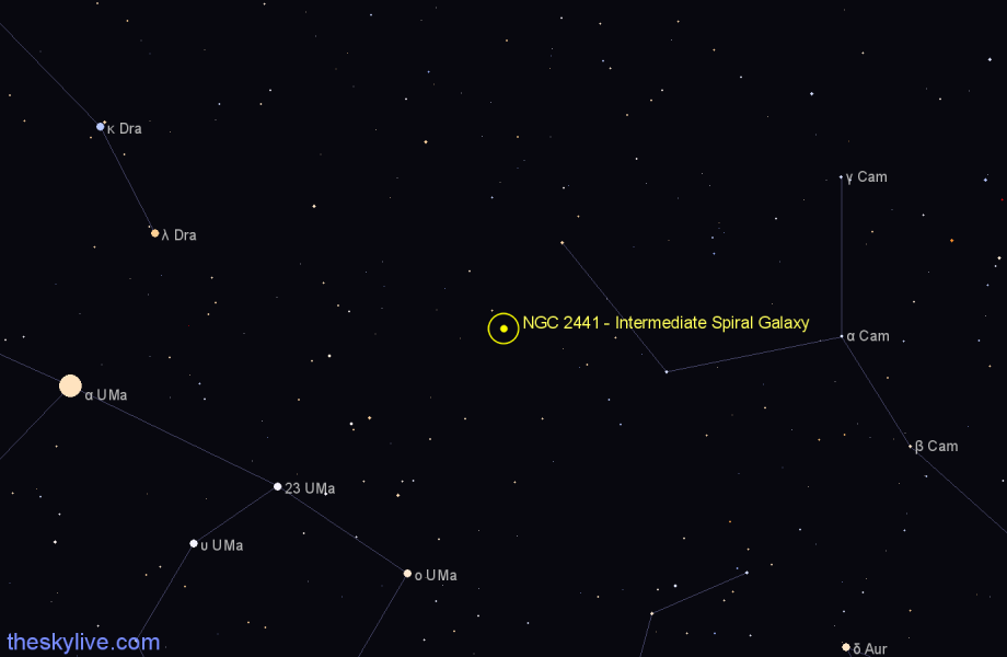 Finder chart NGC 2441 - Intermediate Spiral Galaxy in Camelopardalis star