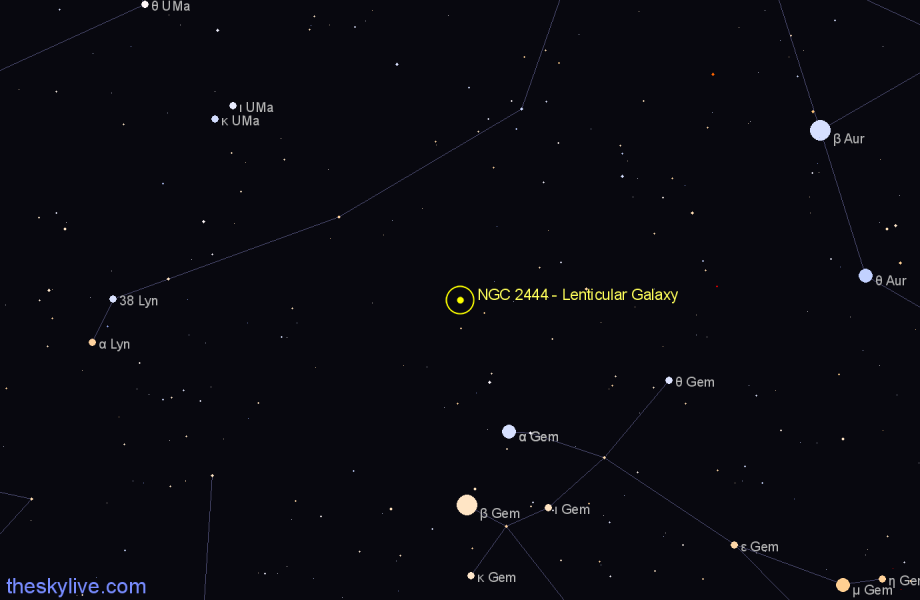 Finder chart NGC 2444 - Lenticular Galaxy in Lynx star