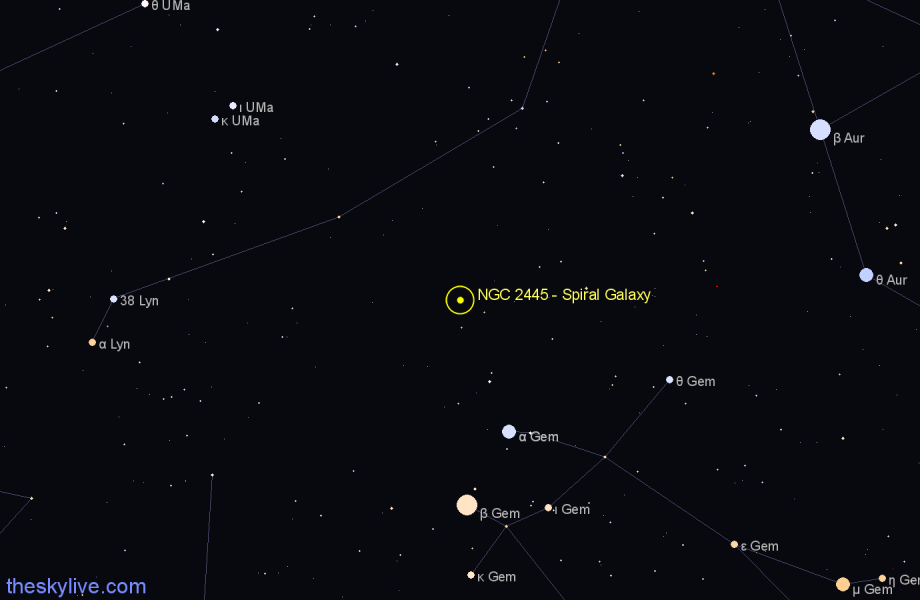 Finder chart NGC 2445 - Spiral Galaxy in Lynx star