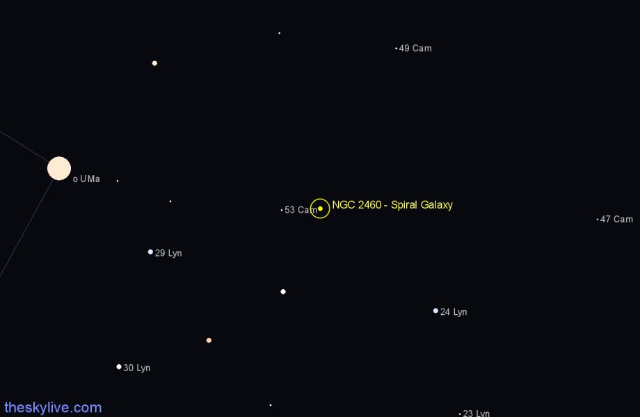 Finder chart NGC 2460 - Spiral Galaxy in Camelopardalis star