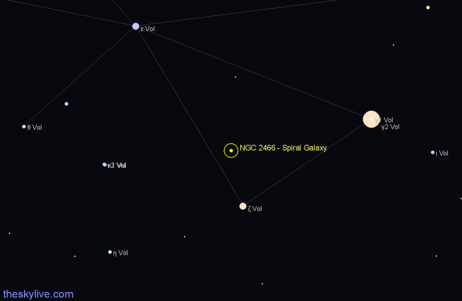 Finder chart NGC 2466 - Spiral Galaxy in Volans star