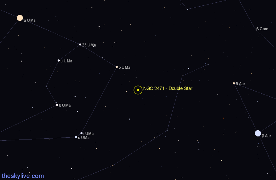Finder chart NGC 2471 - Double Star in Lynx star