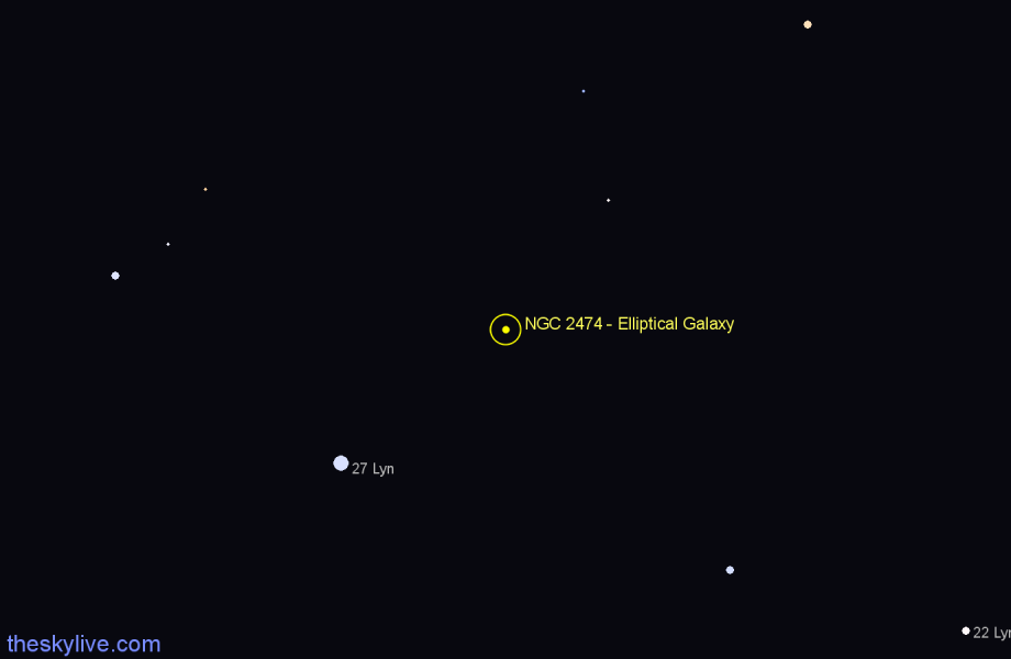 Finder chart NGC 2474 - Elliptical Galaxy in Lynx star