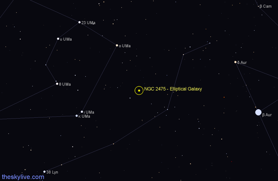 Finder chart NGC 2475 - Elliptical Galaxy in Lynx star