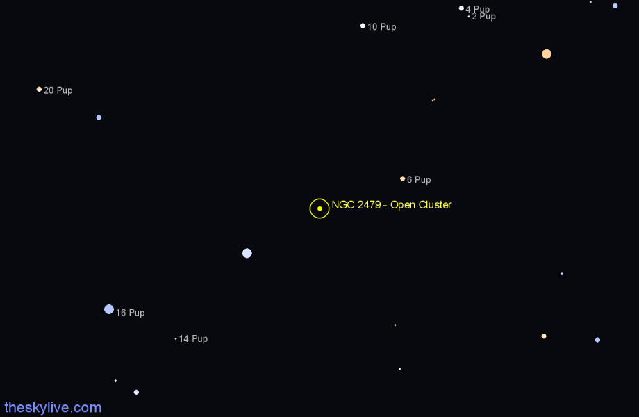Finder chart NGC 2479 - Open Cluster in Puppis star