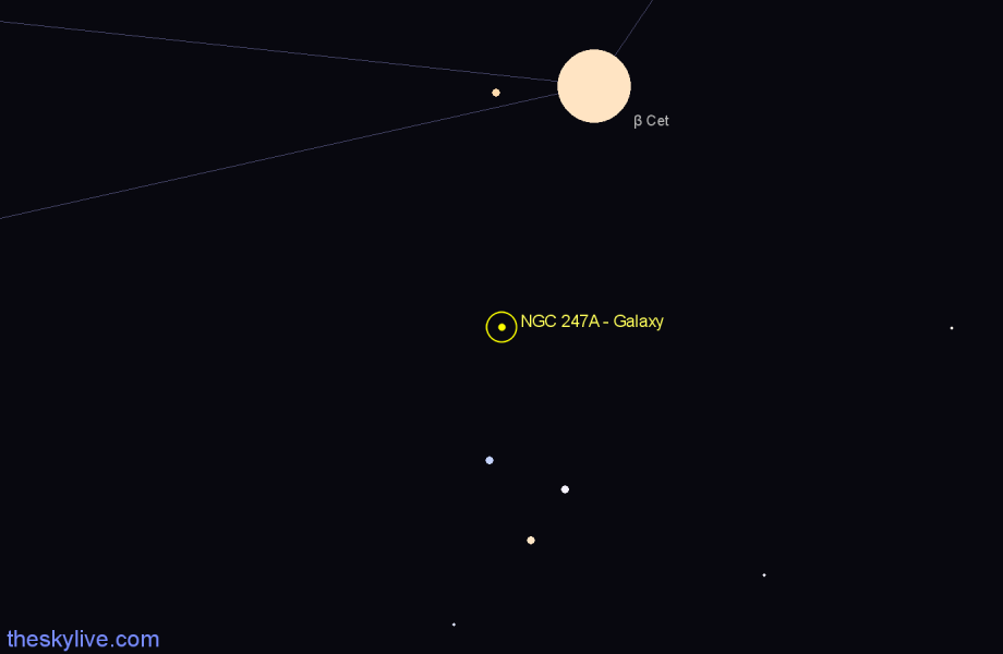 Finder chart NGC 247A - Galaxy in Cetus star