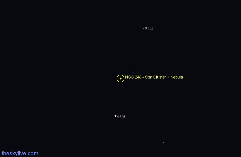 Finder chart NGC 248 - Star Cluster + Nebula in Tucana star