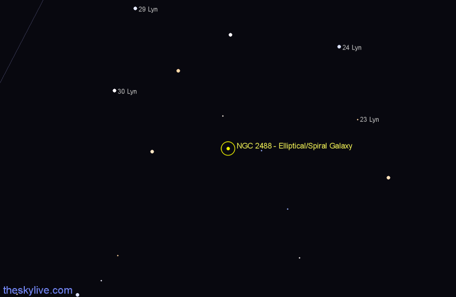 Finder chart NGC 2488 - Elliptical/Spiral Galaxy in Lynx star