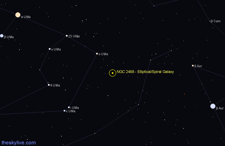 Finder chart NGC 2488 - Elliptical/Spiral Galaxy in Lynx star