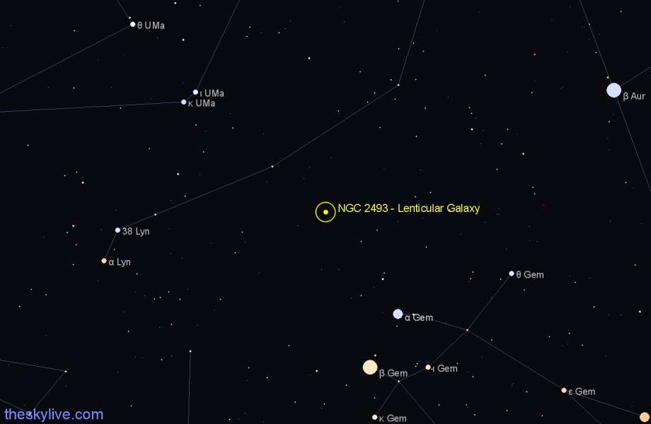 Finder chart NGC 2493 - Lenticular Galaxy in Lynx star