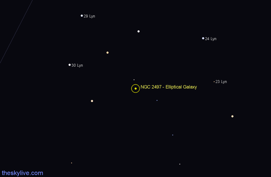 Finder chart NGC 2497 - Elliptical Galaxy in Lynx star
